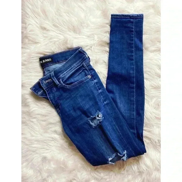 Express Distressed Skinny Jeans - Picture 3 of 4